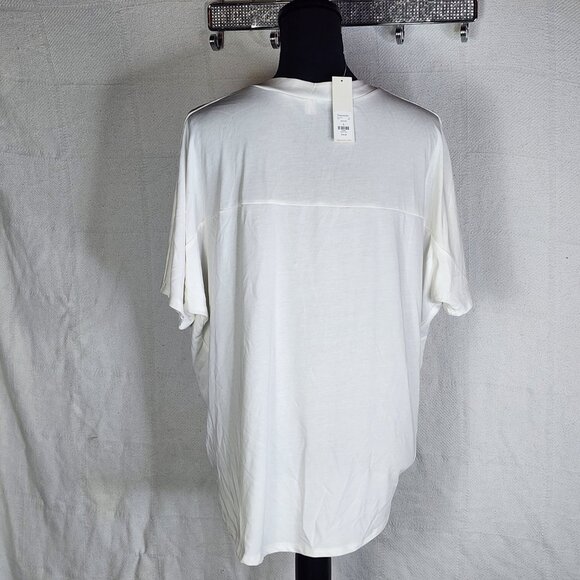 Alya Ivory SS Pleated Front Hem V Neck Modal Poly from Francesca's Blouse Size S - Picture 10 of 16